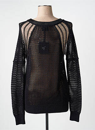 Pull maille ajourée manches longues noir NÜ femme