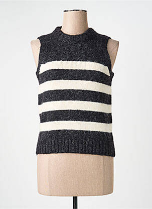 Pull tissage chiné sans manche gris WHITE STUFF femme