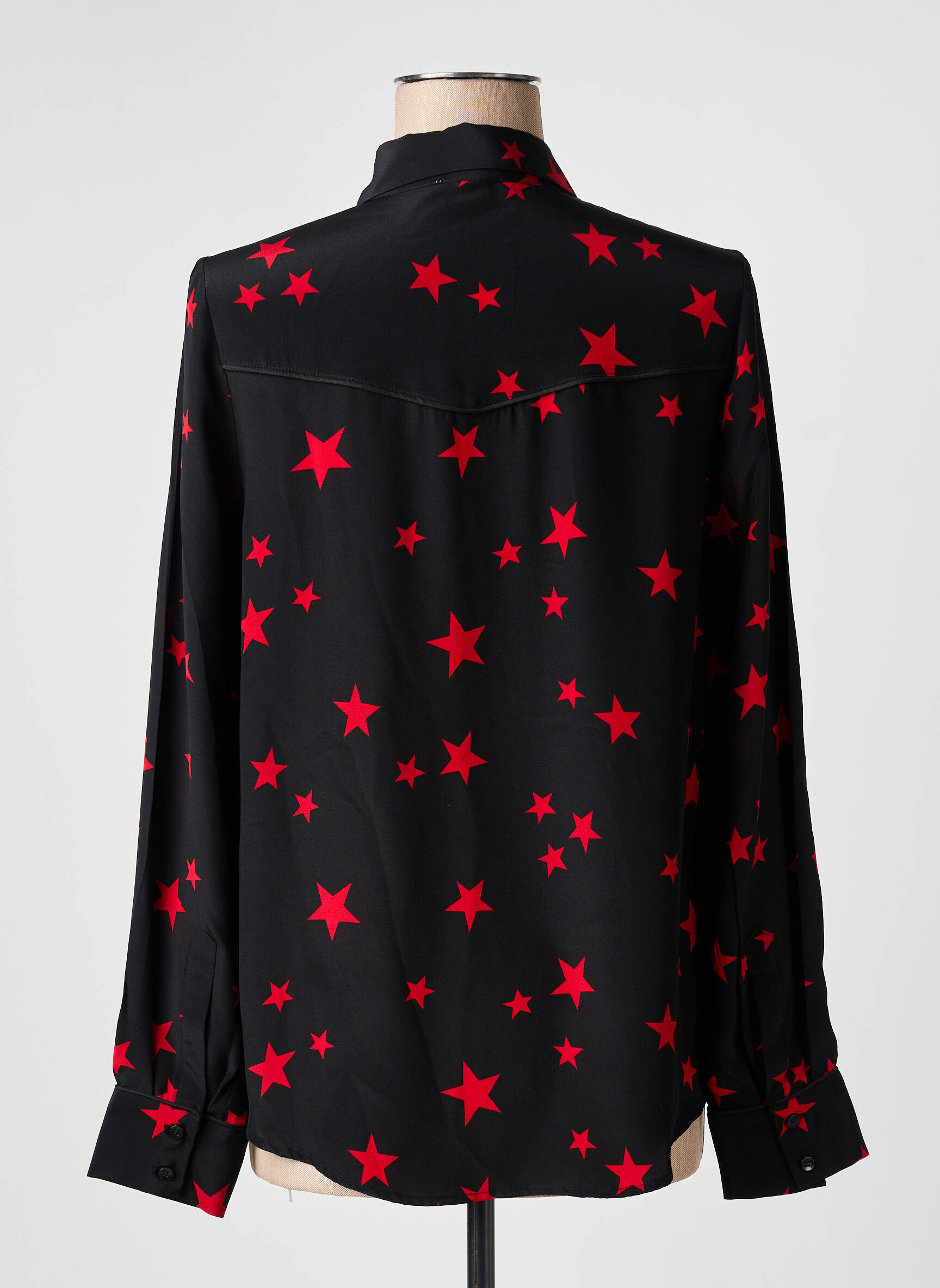 Chemisier tissage crêpe manches longues noir BELAIR femme