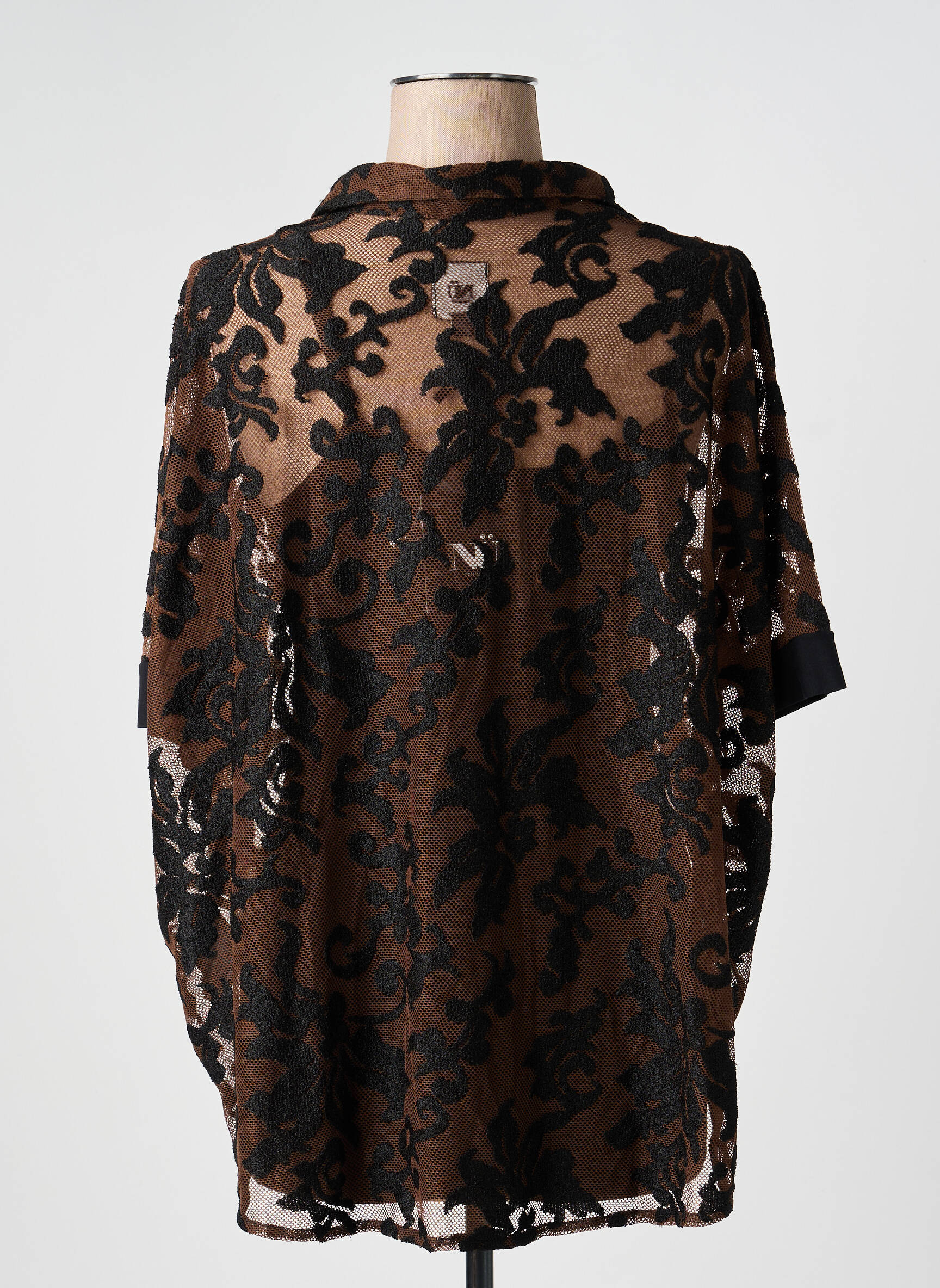 Chemisier coupe fluide manches courtes marron NÜ femme