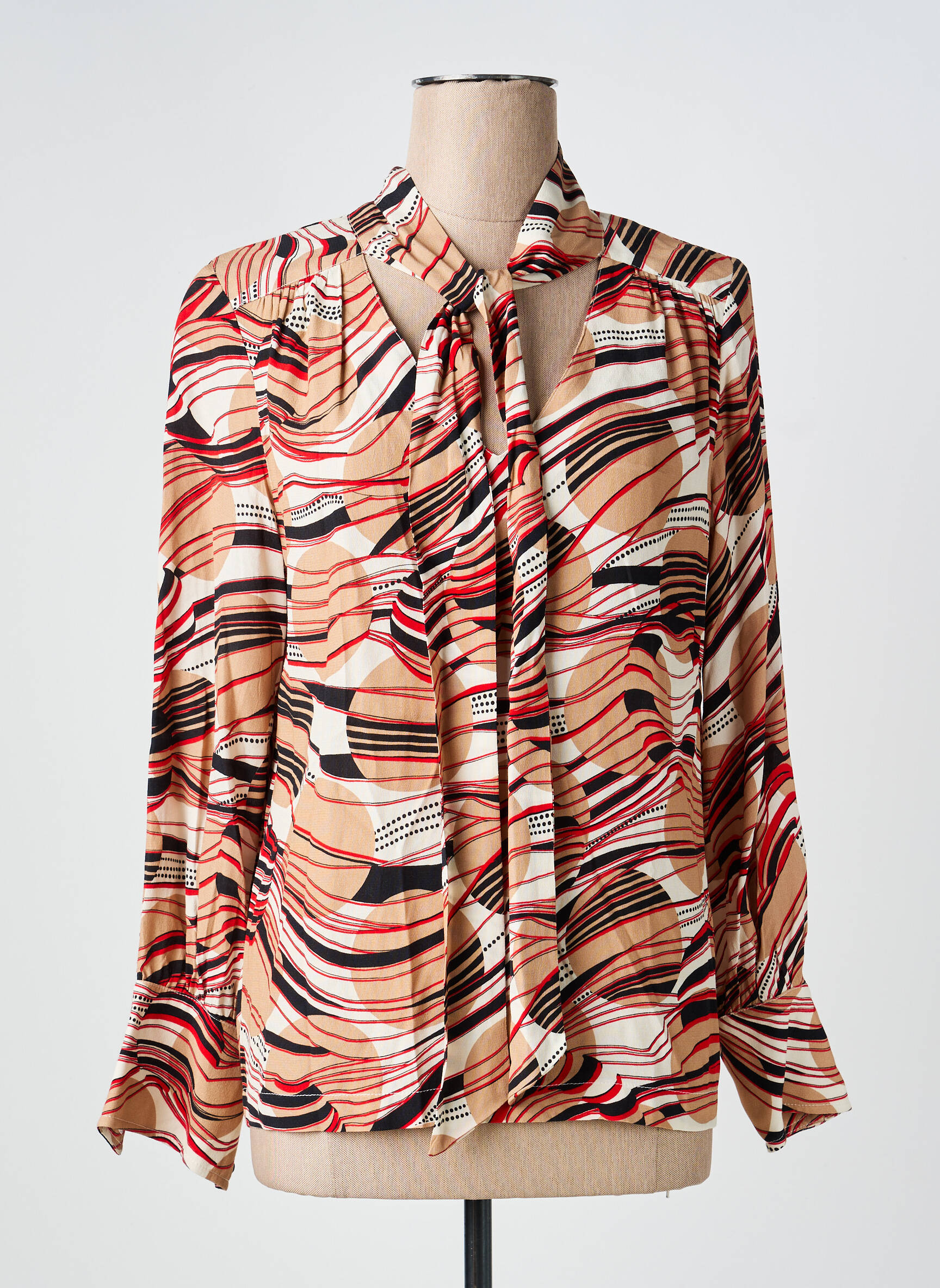 Blouse poignets boutonnés avec fente manches longues beige LA PETITE FRANCAISE femme