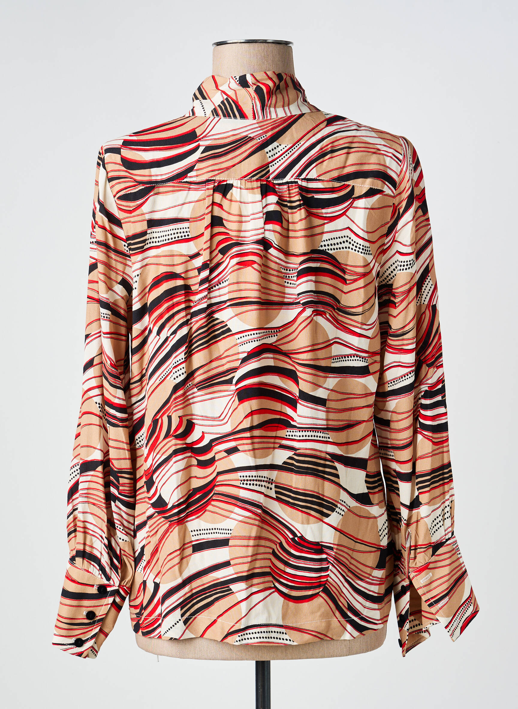 Blouse poignets boutonnés avec fente manches longues beige LA PETITE FRANCAISE femme