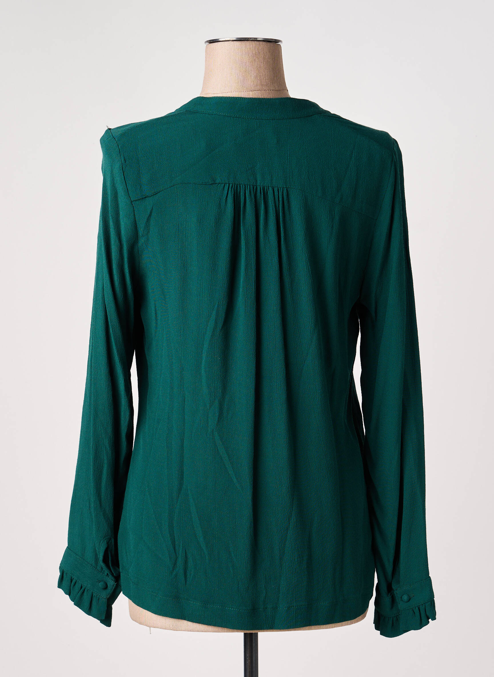 Blouse poignets boutonnés avec fente manches longues vert LA PETITE FRANCAISE femme