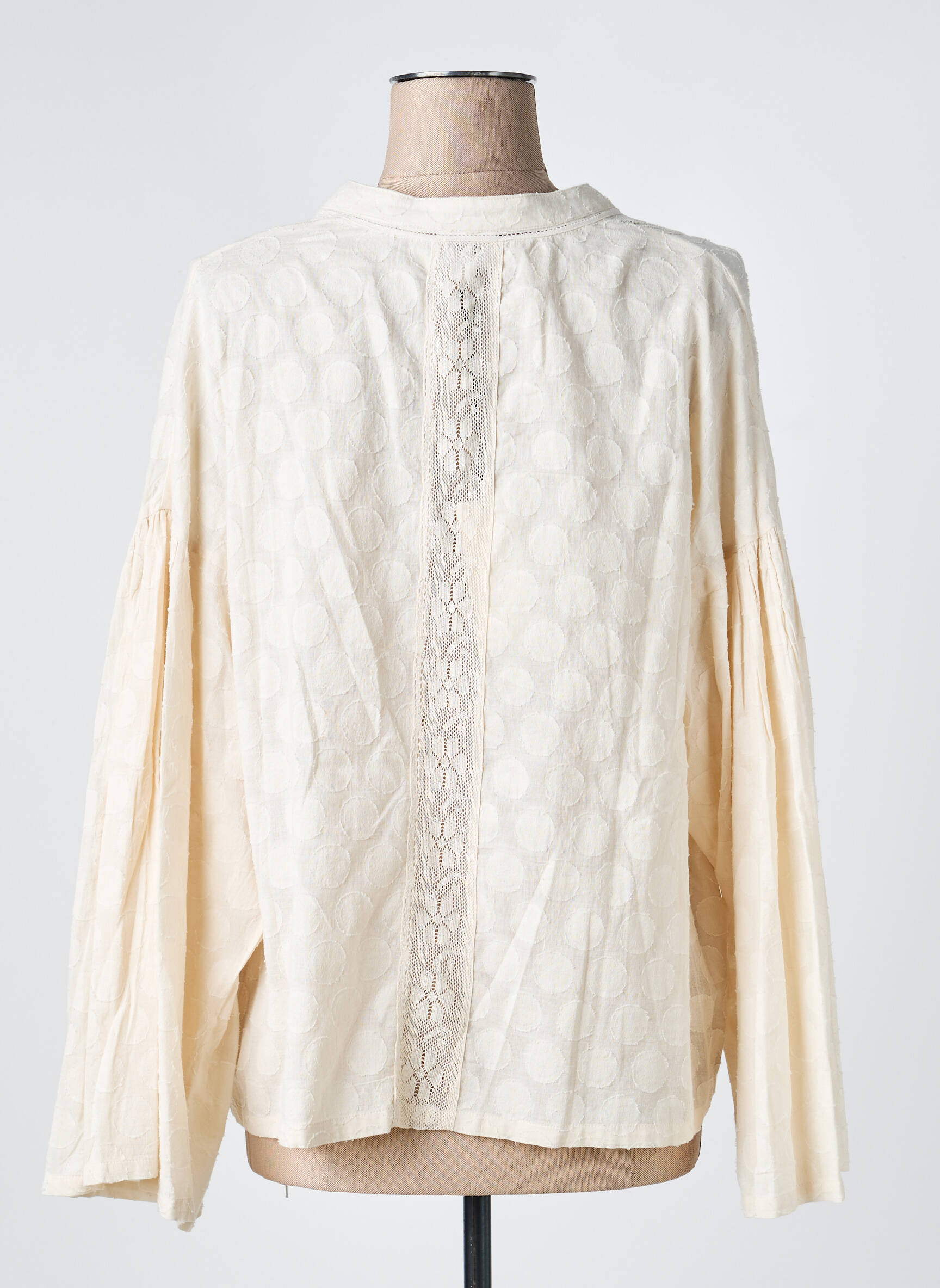 Blouse légère et transparente manches longues beige BELAIR femme