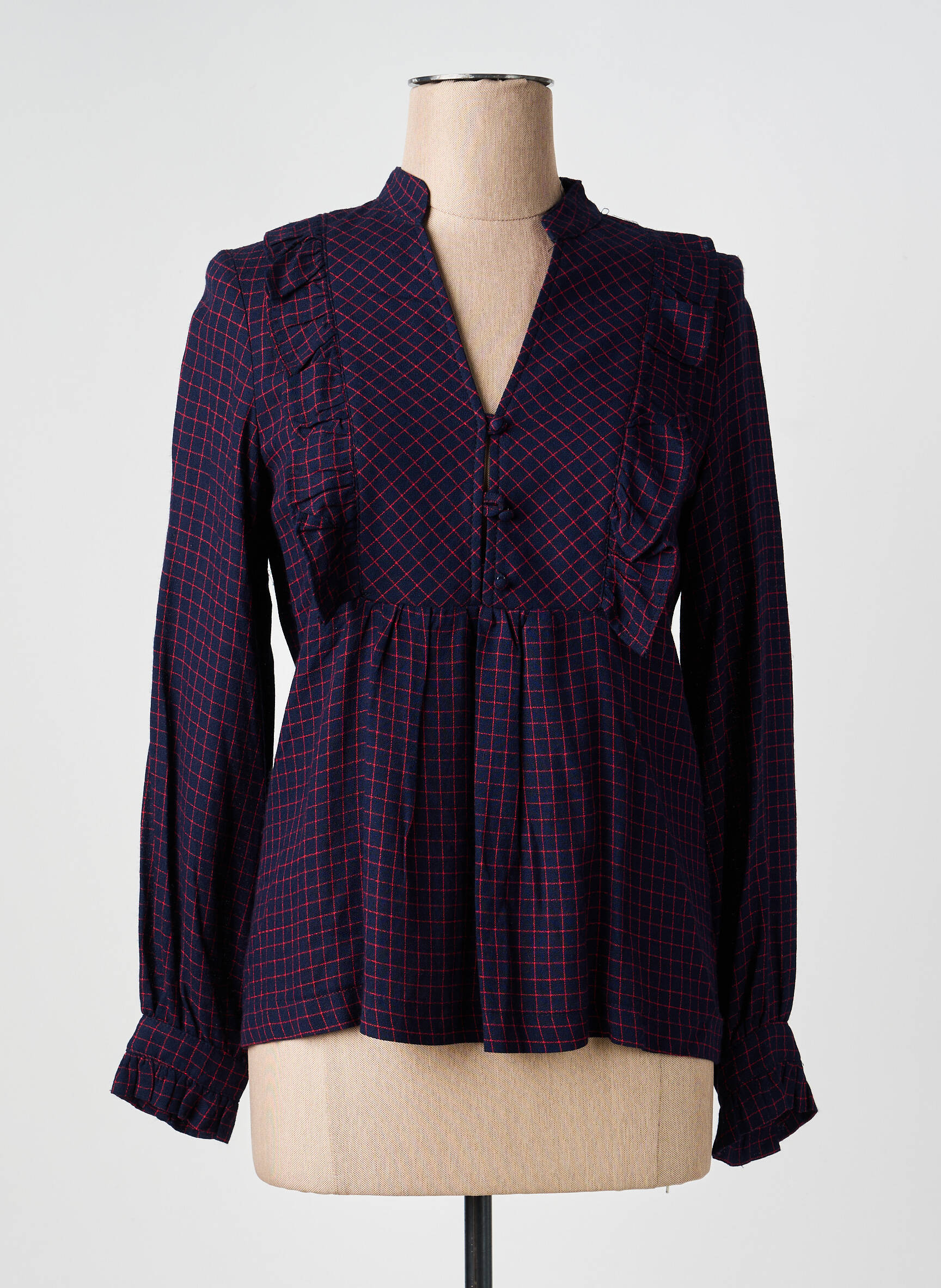 Blouse poignets boutonnés avec fente manches longues bleu LA PETITE FRANCAISE femme