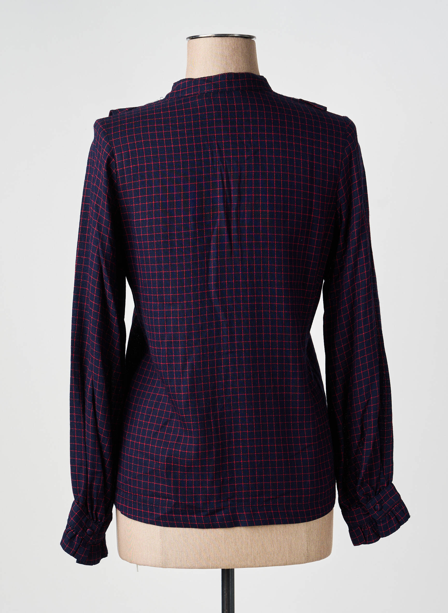 Blouse poignets boutonnés avec fente manches longues bleu LA PETITE FRANCAISE femme