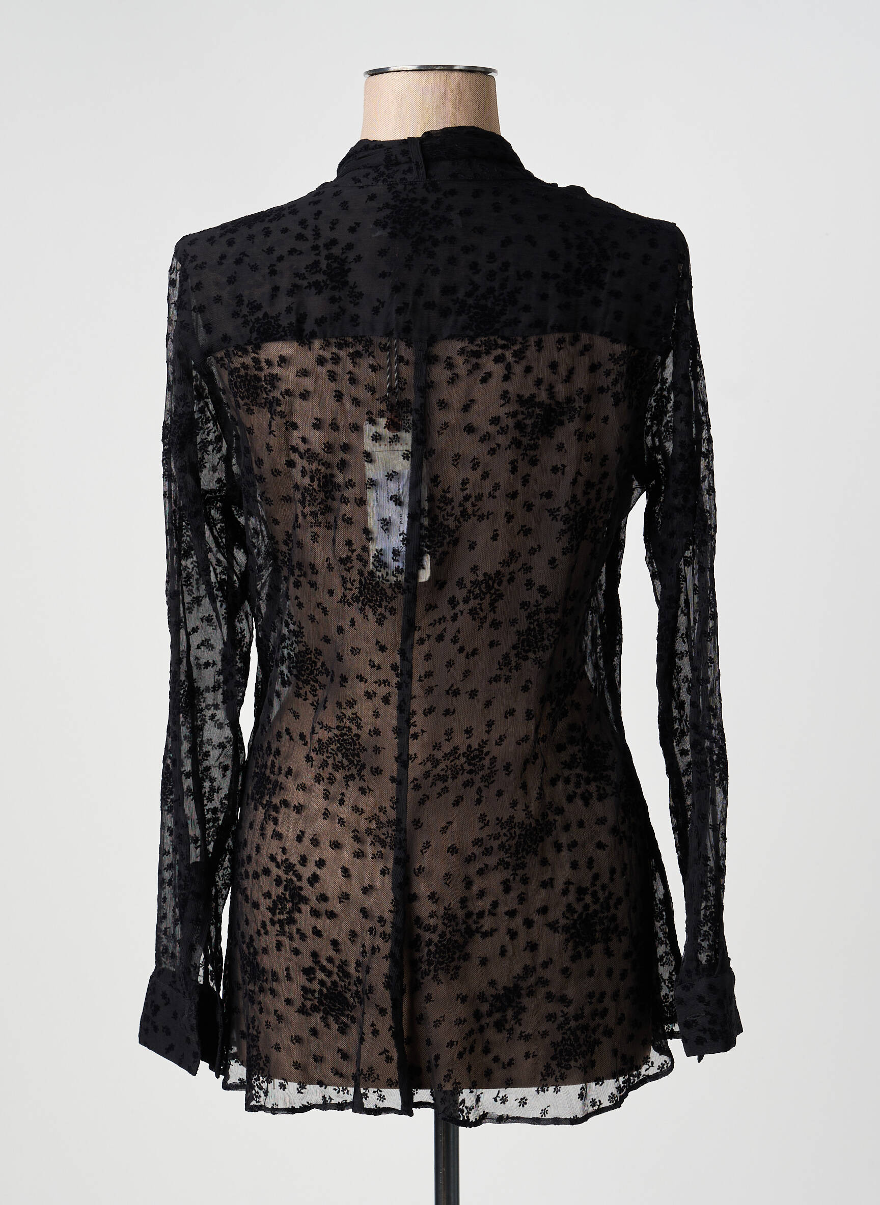 Blouse légère et transparente manches longues noir 0039 ITALY femme