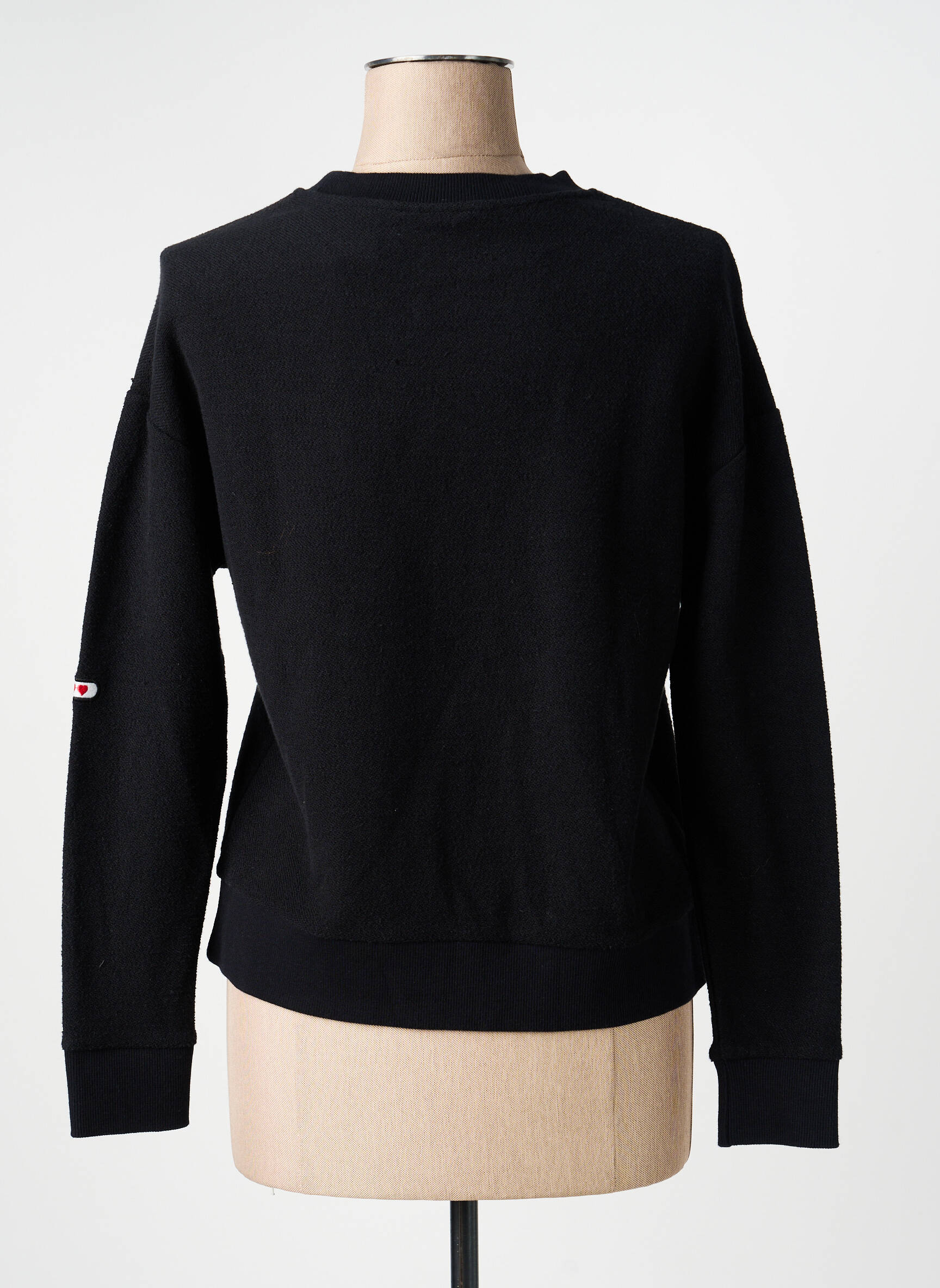 Sweat-shirt broderie manches longues noir SISLEY femme