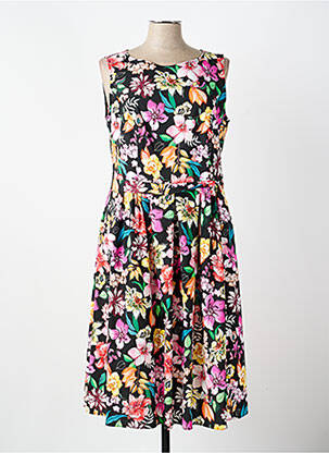 Robe mi-longue imprimé fleurs sans manche noir VERA MONT femme