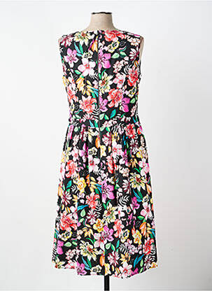 Robe mi-longue imprimé fleurs sans manche noir VERA MONT femme