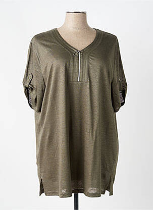 Tunique manches courtes tissage crêpe vert FRANK WALDER femme