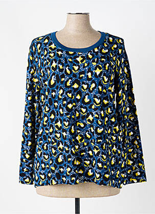 Pull coupe droite manches longues bleu MARBLE femme