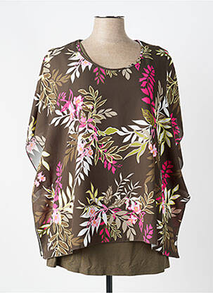 Blouse imprimé fleurs manches 3/4 vert FRANK WALDER femme