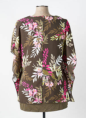 Blouse imprimé fleurs manches 3/4 vert FRANK WALDER femme
