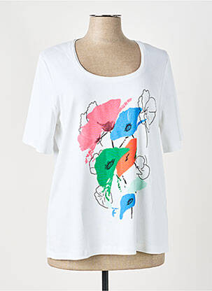T-shirt sérigraphie manches courtes blanc MARBLE femme