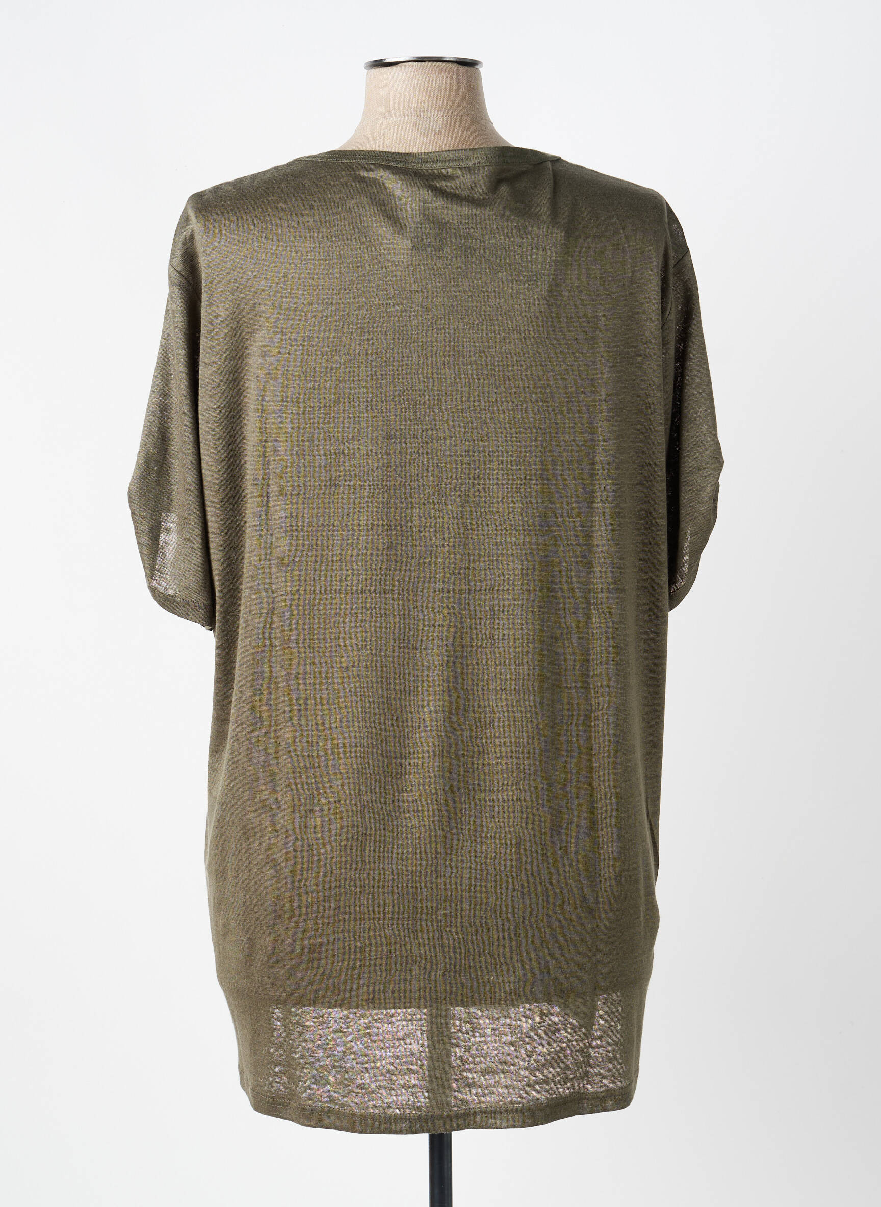 Tunique manches courtes tissage crêpe vert FRANK WALDER femme