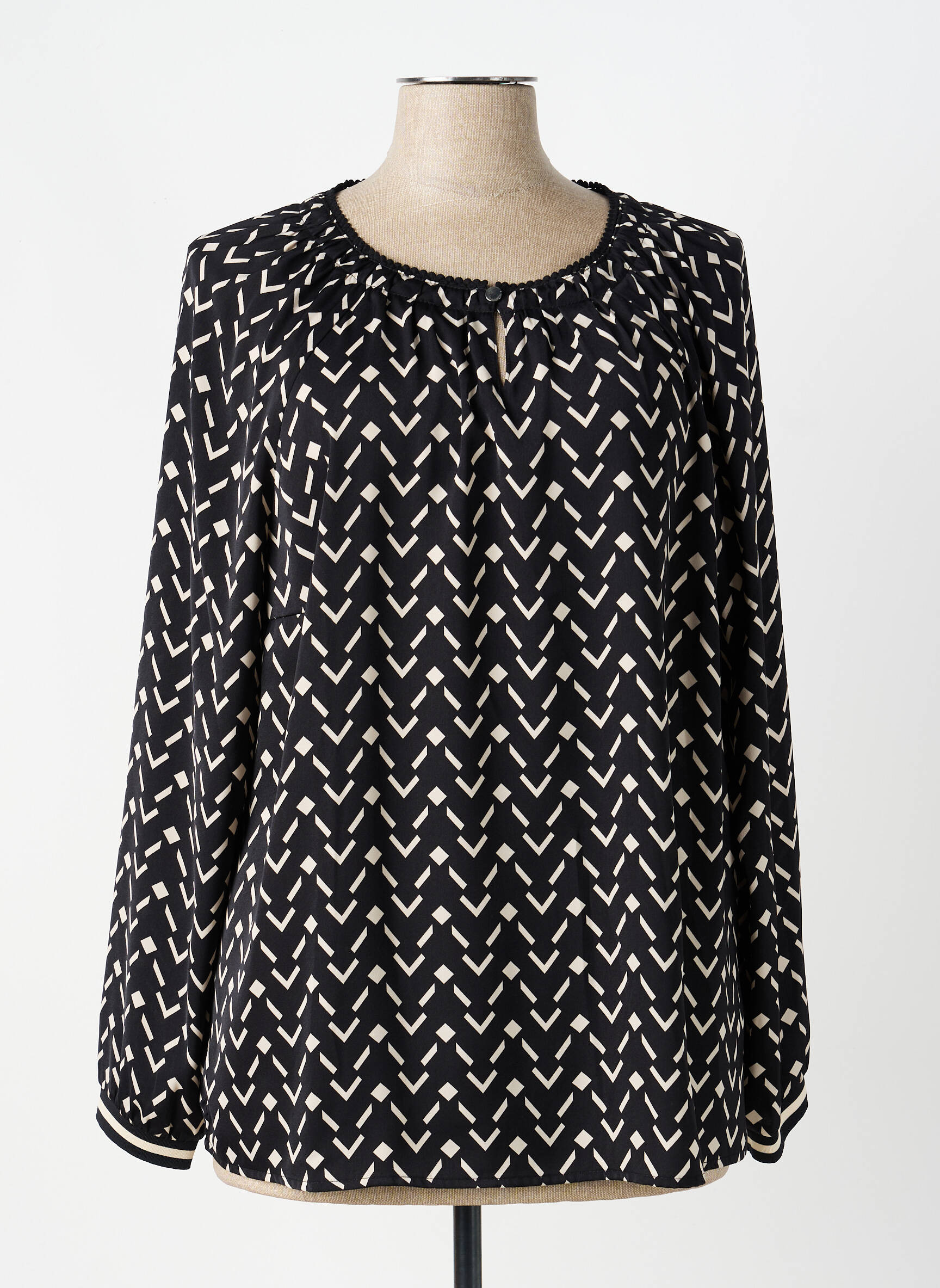 Blouse tissage popeline manches longues noir BETTY BARCLAY femme