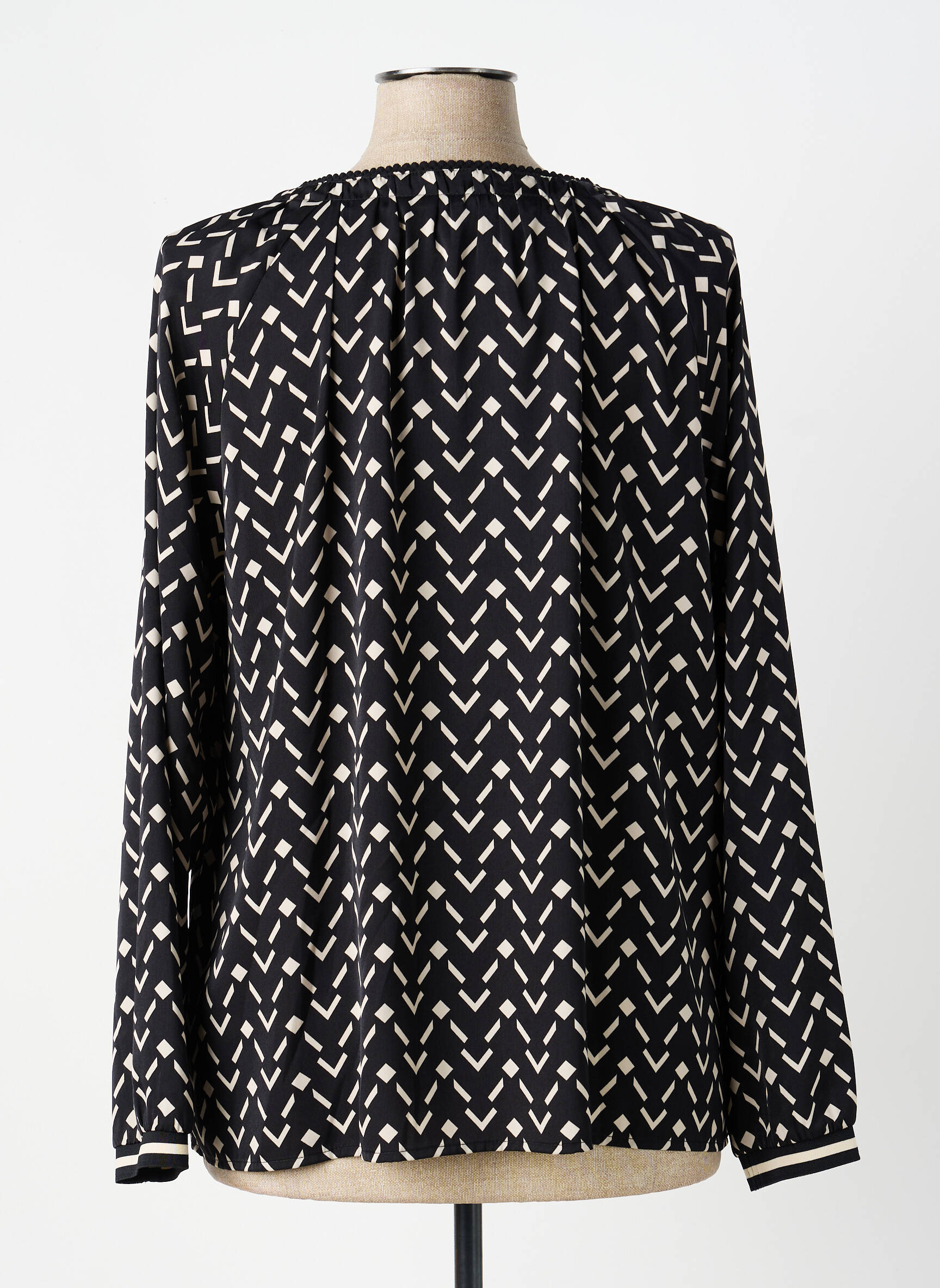 Blouse tissage popeline manches longues noir BETTY BARCLAY femme