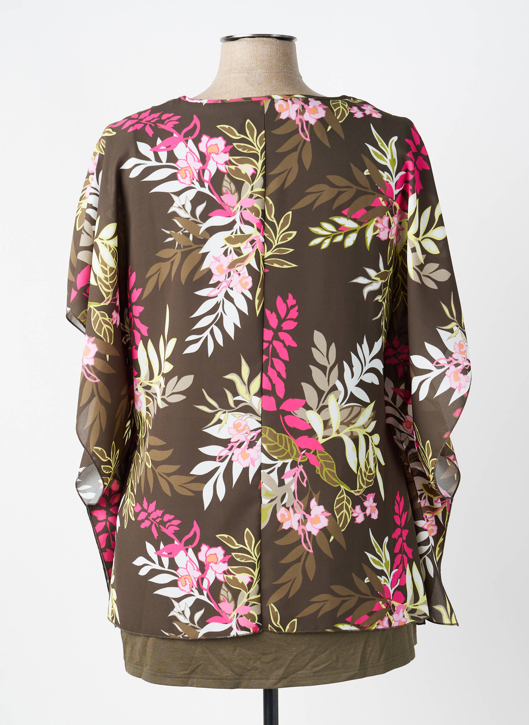 Blouse imprimé fleurs manches 3/4 vert FRANK WALDER femme