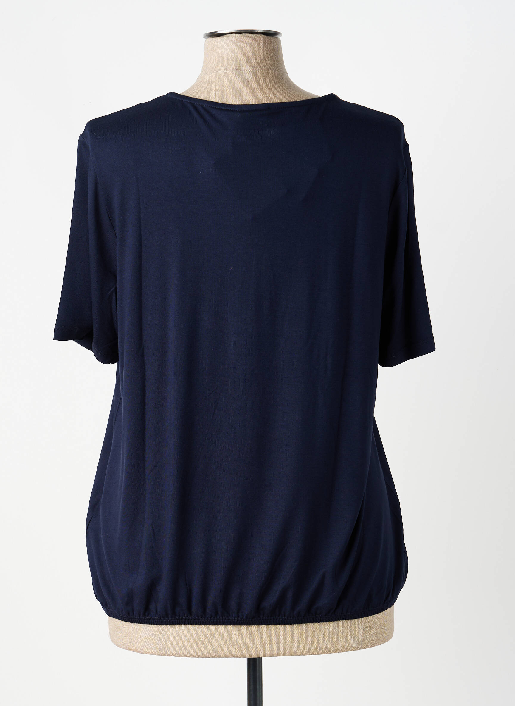 T-shirt col v manches courtes bleu BARBARA LEBEK femme