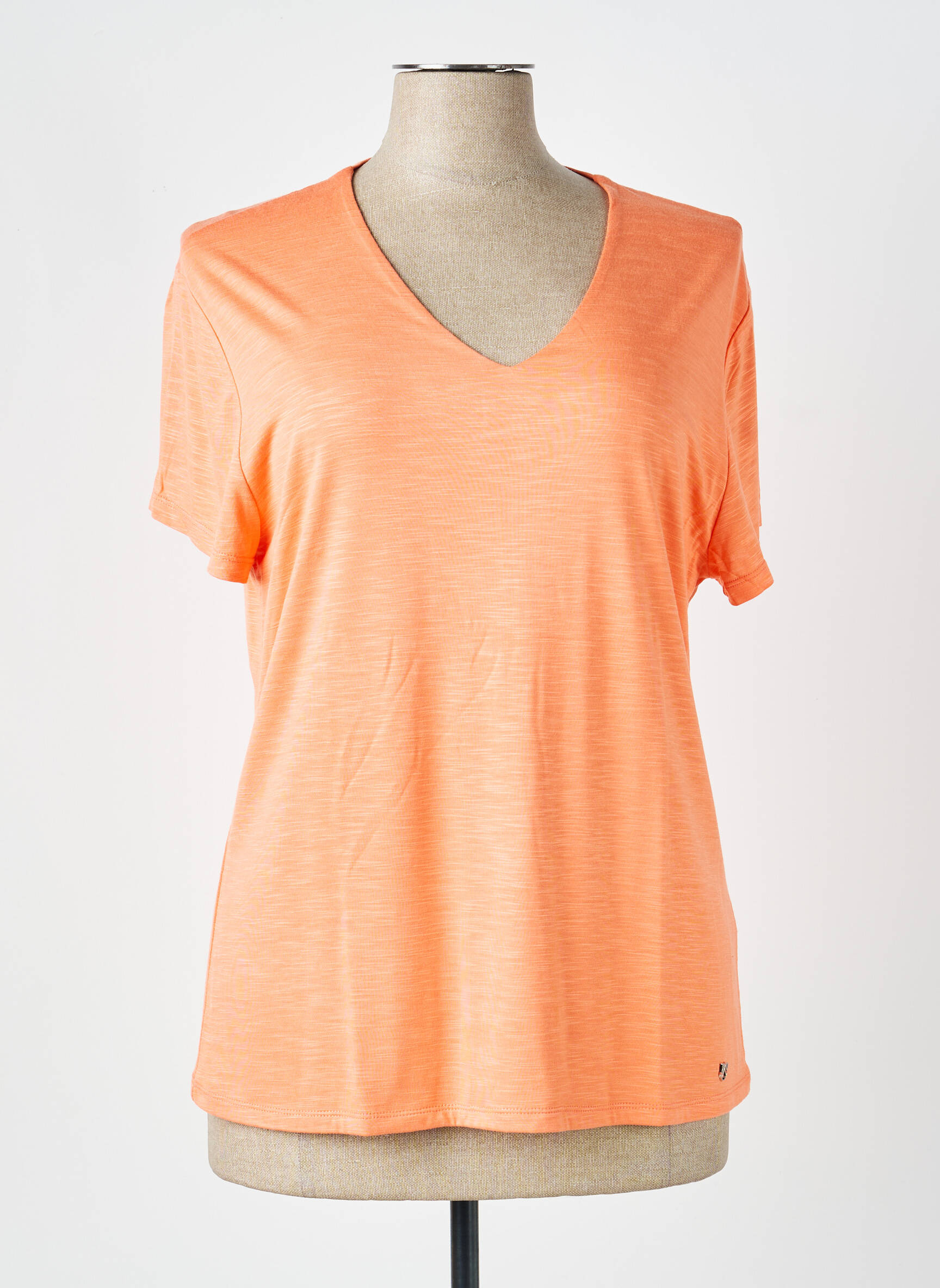 T-shirt coupe droite manches courtes orange MARBLE femme