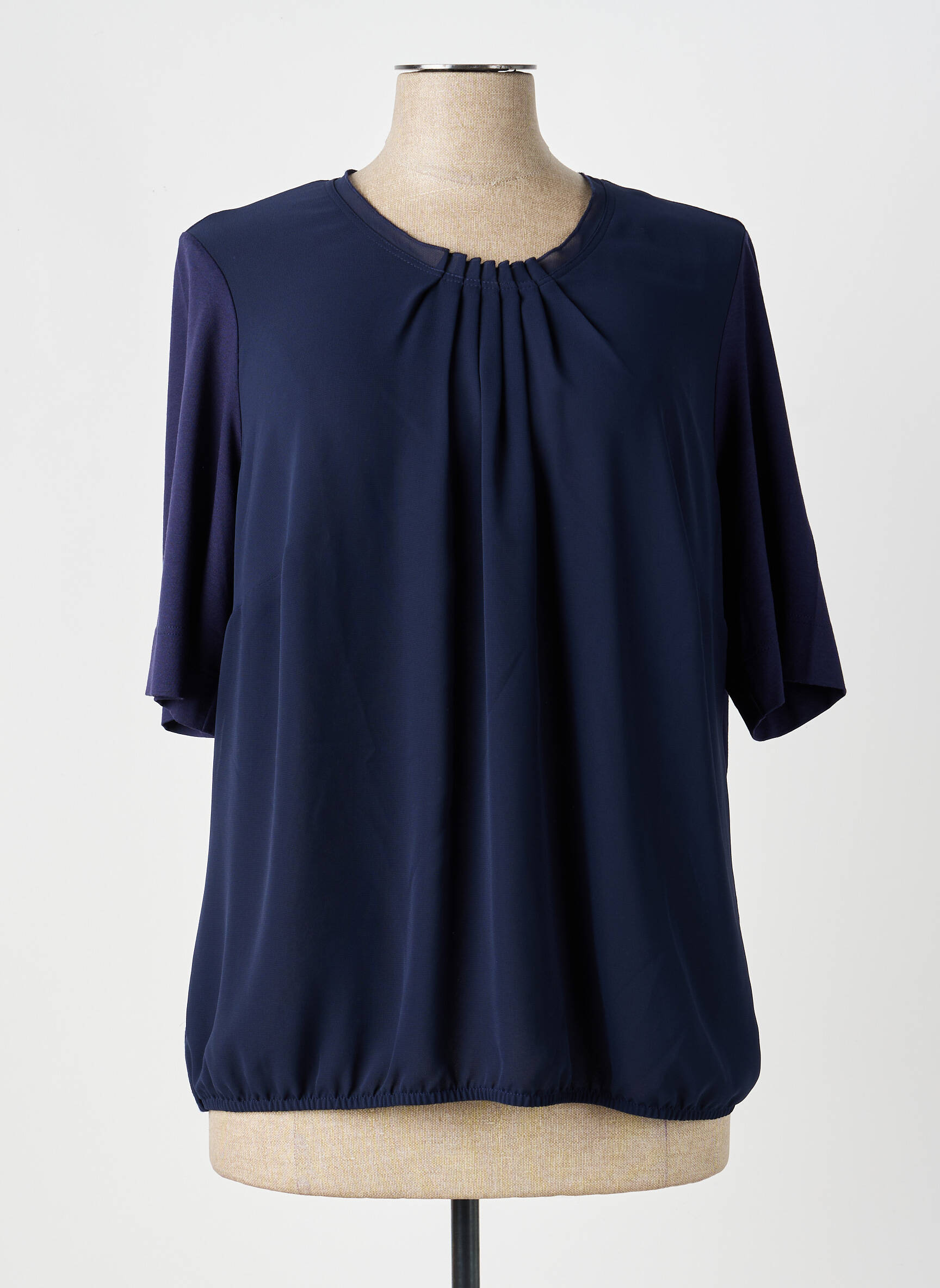 Blouse col rond manches courtes bleu SOMMERMANN femme