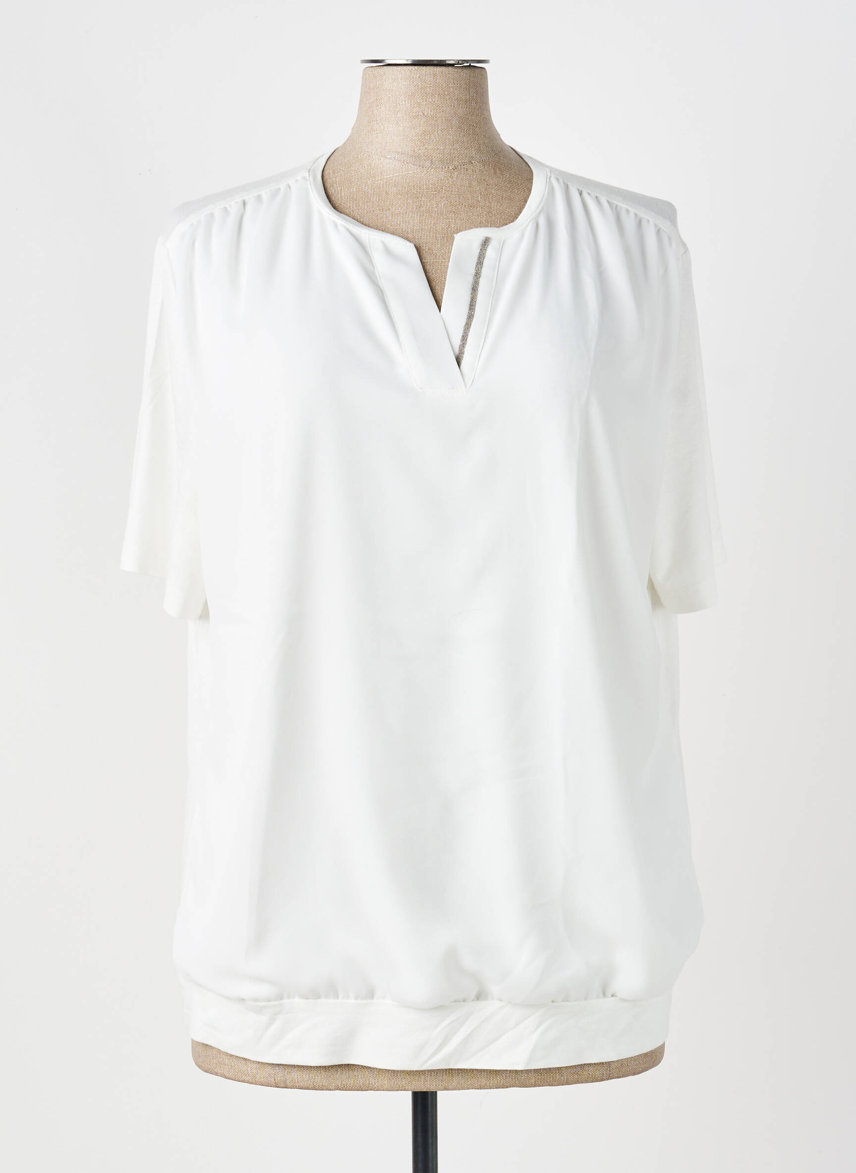 Blouse légère et transparente manches courtes blanc FRANK WALDER femme