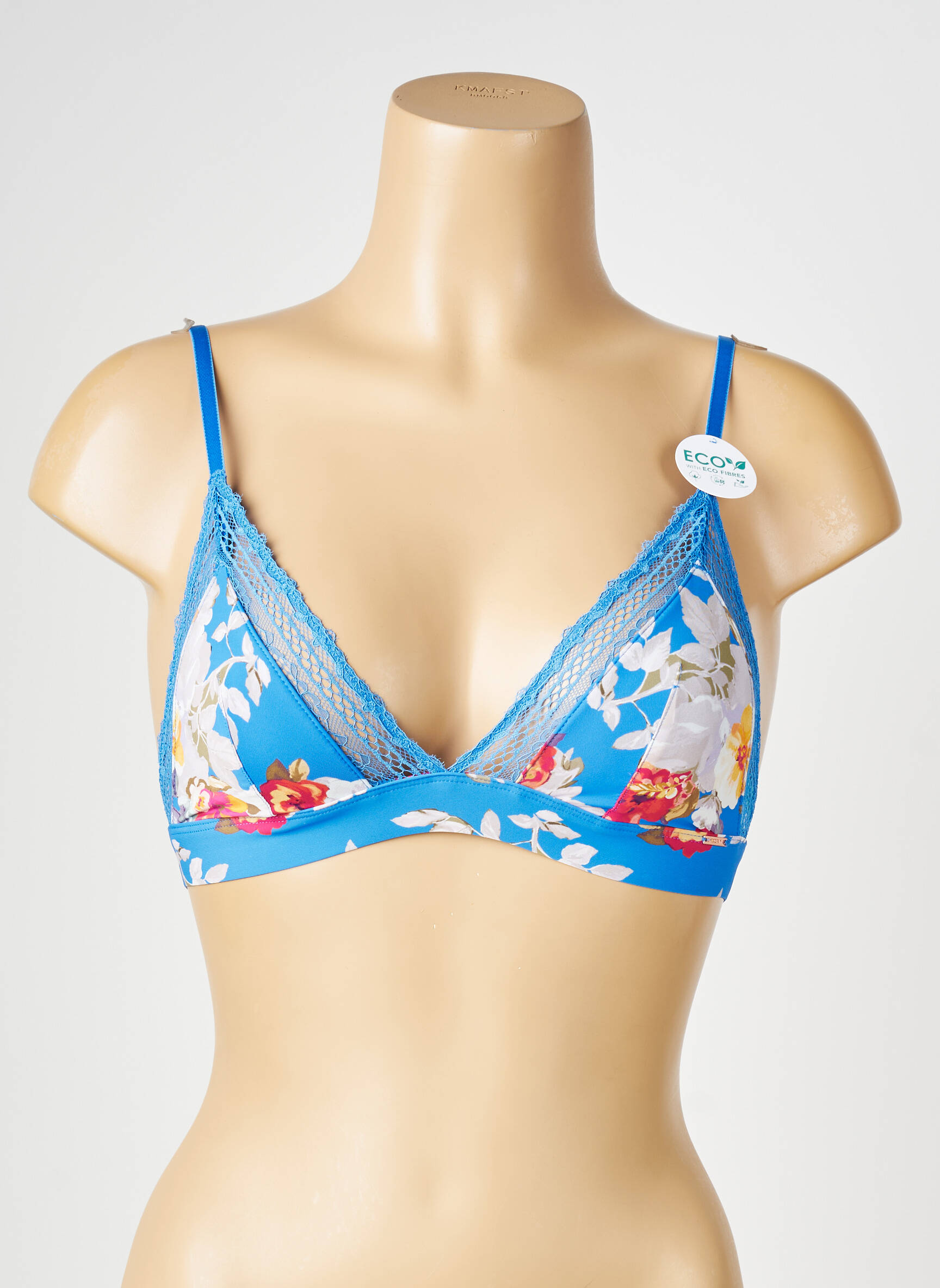 Soutien-gorge sans armature haut triangles bleu DORINA femme
