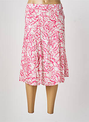 Jupe mi-longue taille élastique rose FRANK WALDER femme