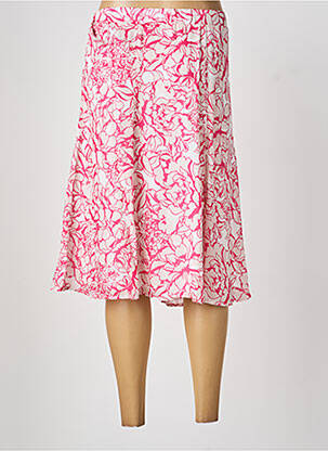 Jupe mi-longue taille élastique rose FRANK WALDER femme