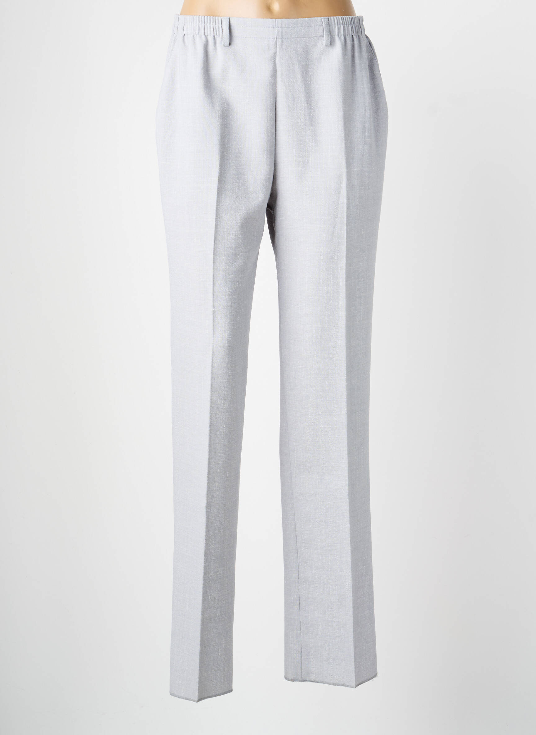 Pantalon droit tissage crêpe taille normale gris KARTING femme