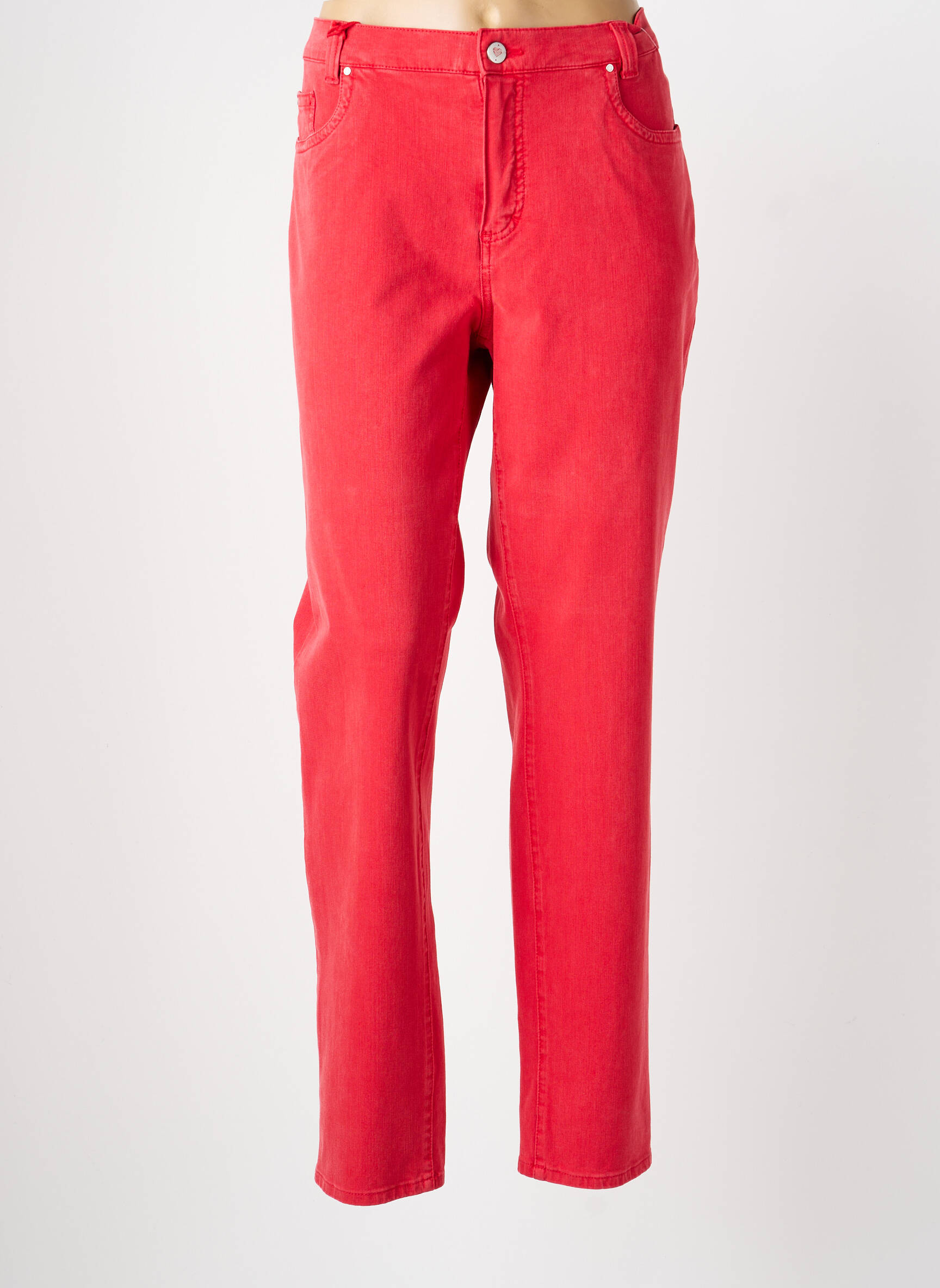 Jeans coupe slim tissage brut taille normale rouge ANNA MONTANA femme
