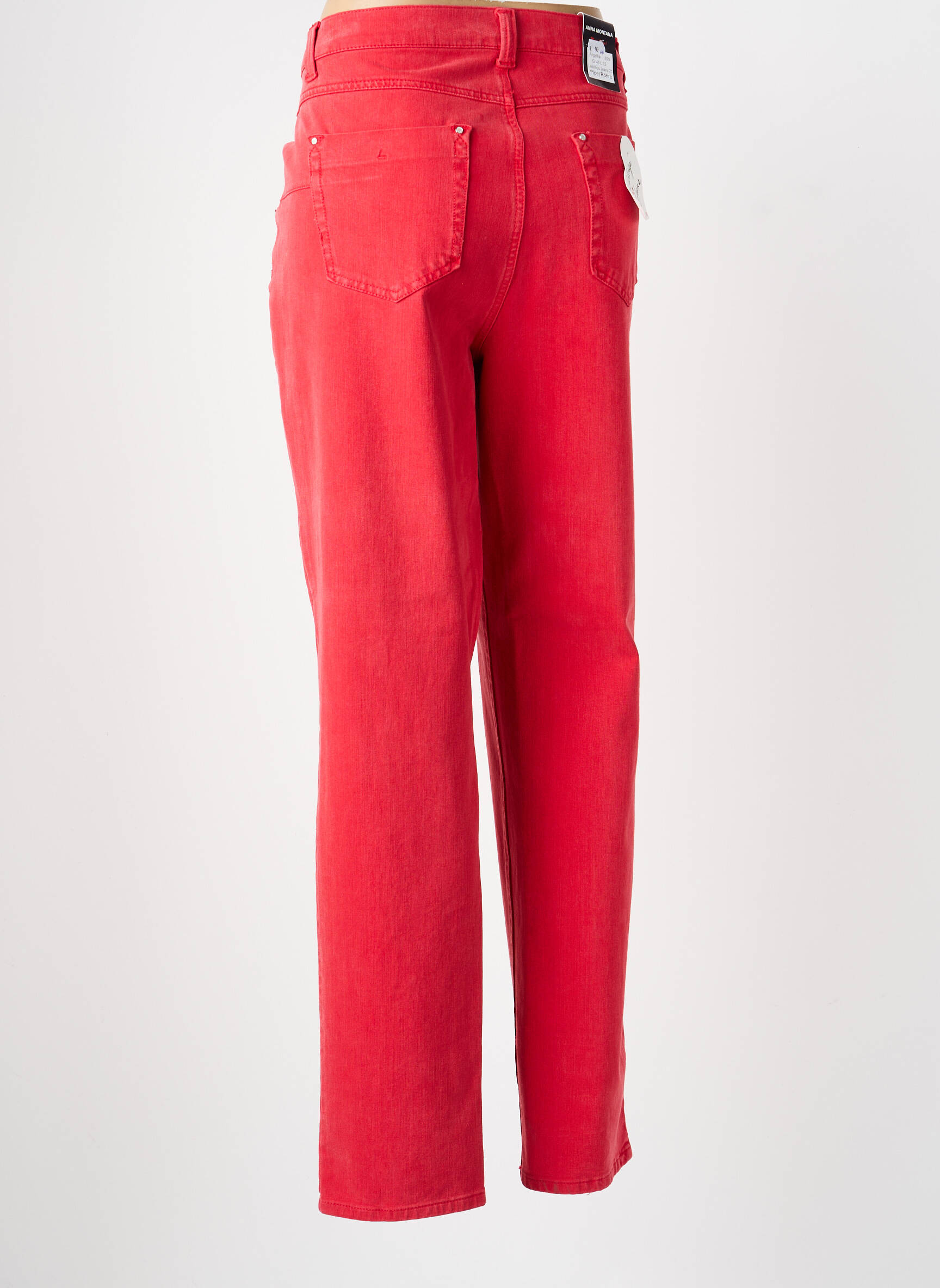 Jeans coupe slim tissage brut taille normale rouge ANNA MONTANA femme
