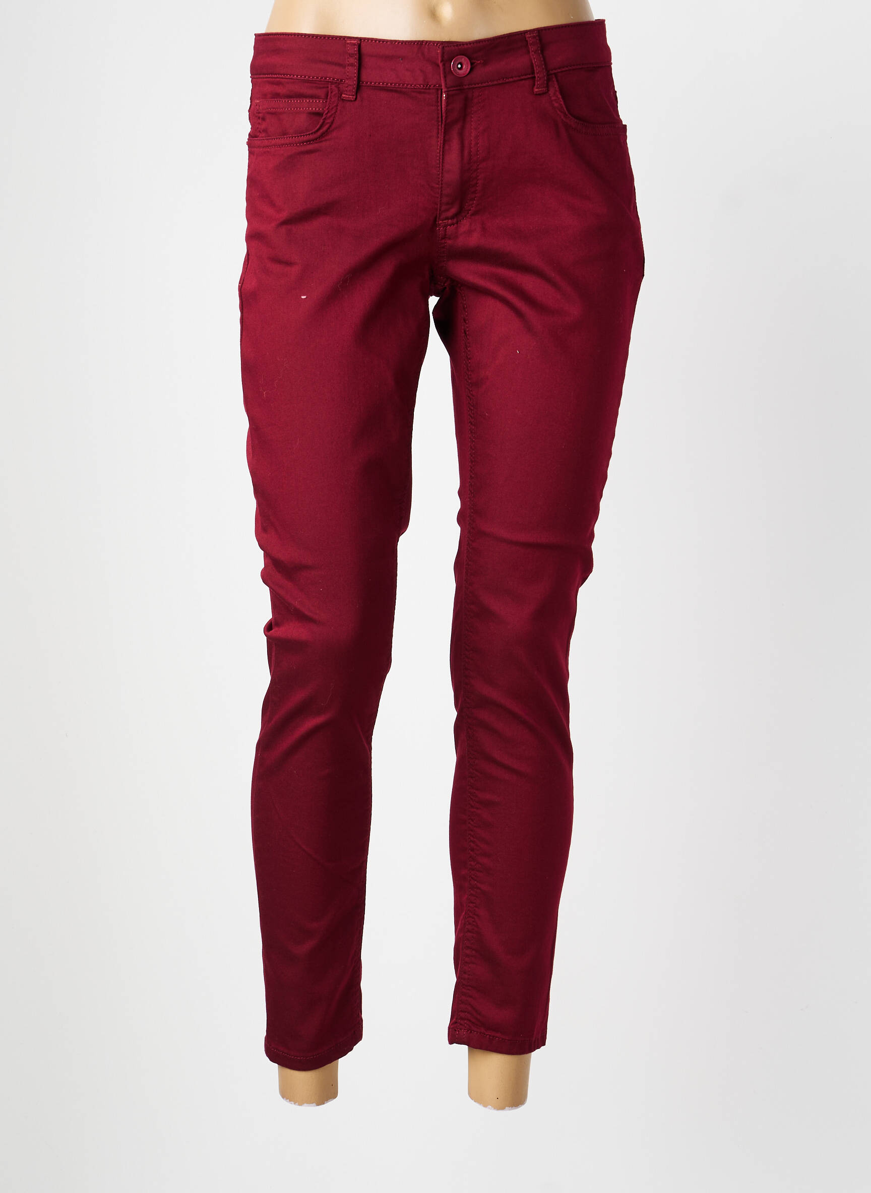Jeans coupe slim tissage brut taille normale rouge MORE & MORE femme