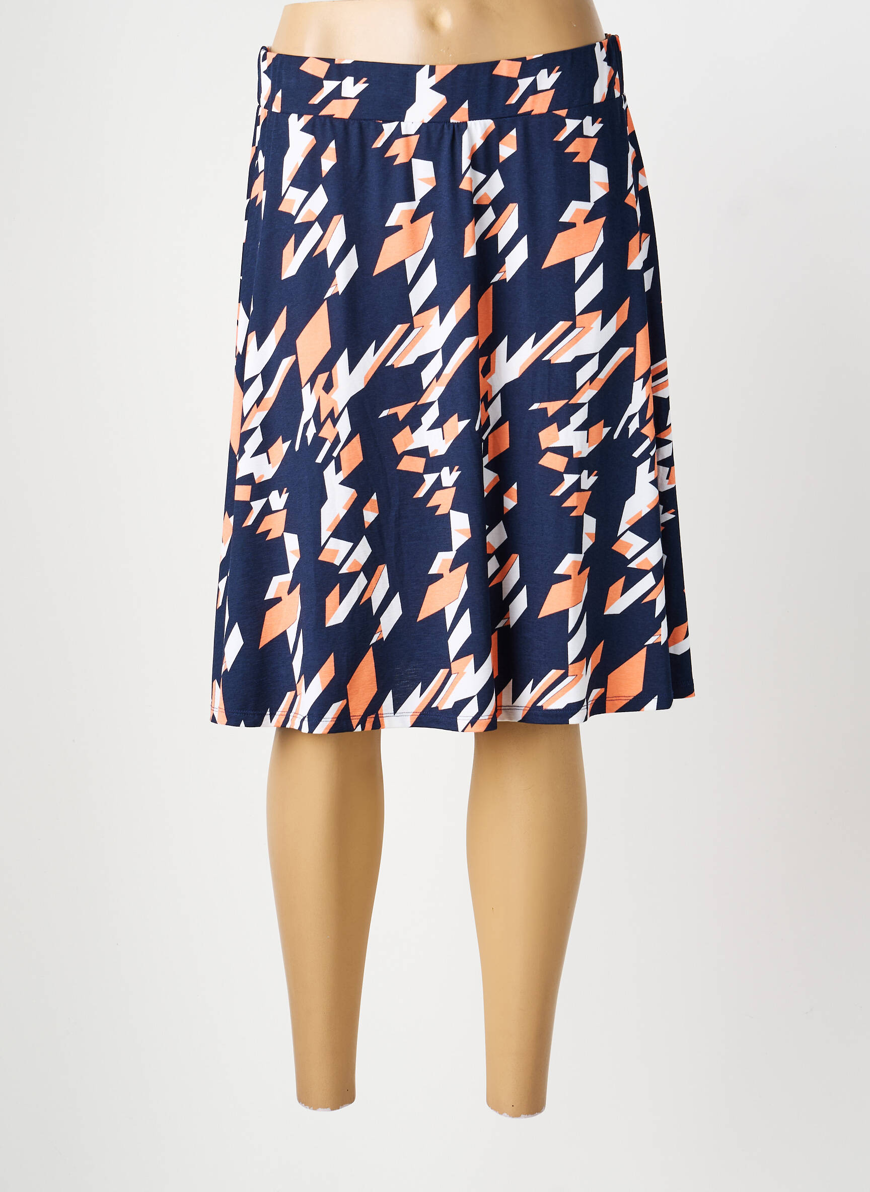 Jupe mi-longue stretch bleu MARBLE femme