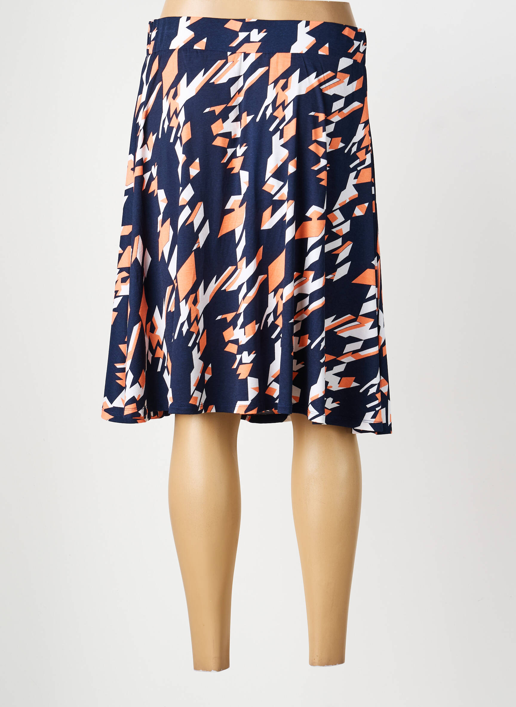 Jupe mi-longue stretch bleu MARBLE femme