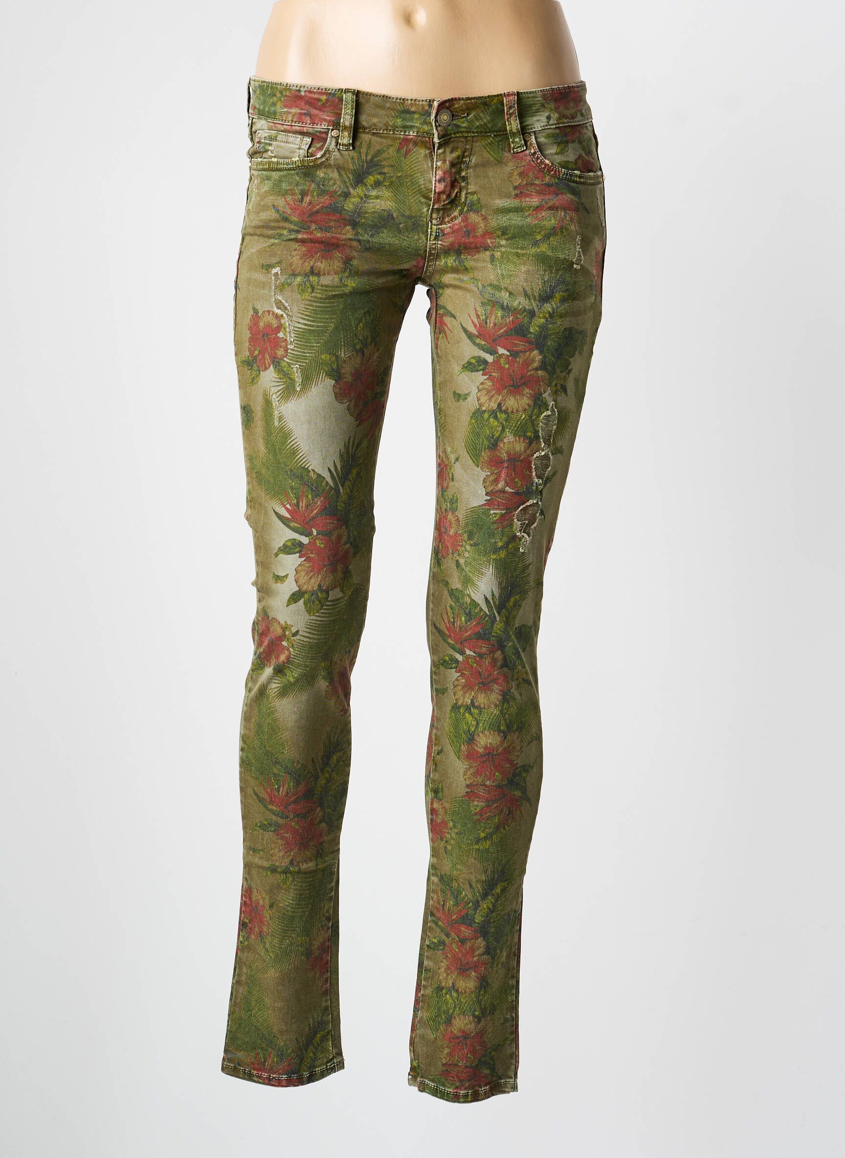 Pantalon slim poches vert GUESS femme
