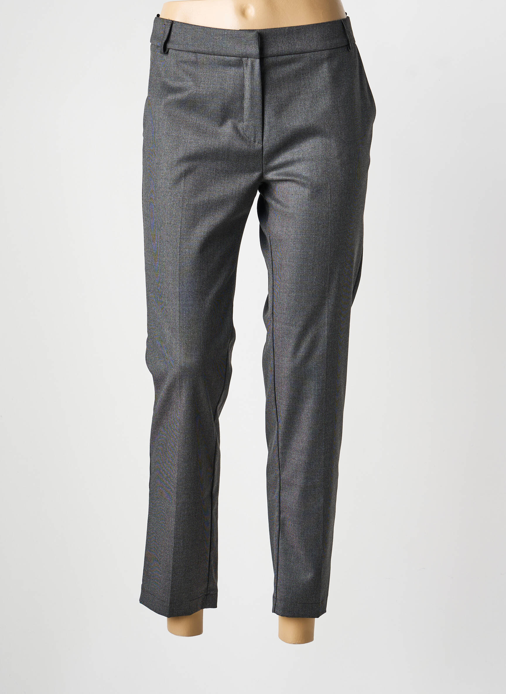 Pantalon 7/8 fermeture zippée sous rabat avec crochet gris LA PETITE FRANCAISE femme
