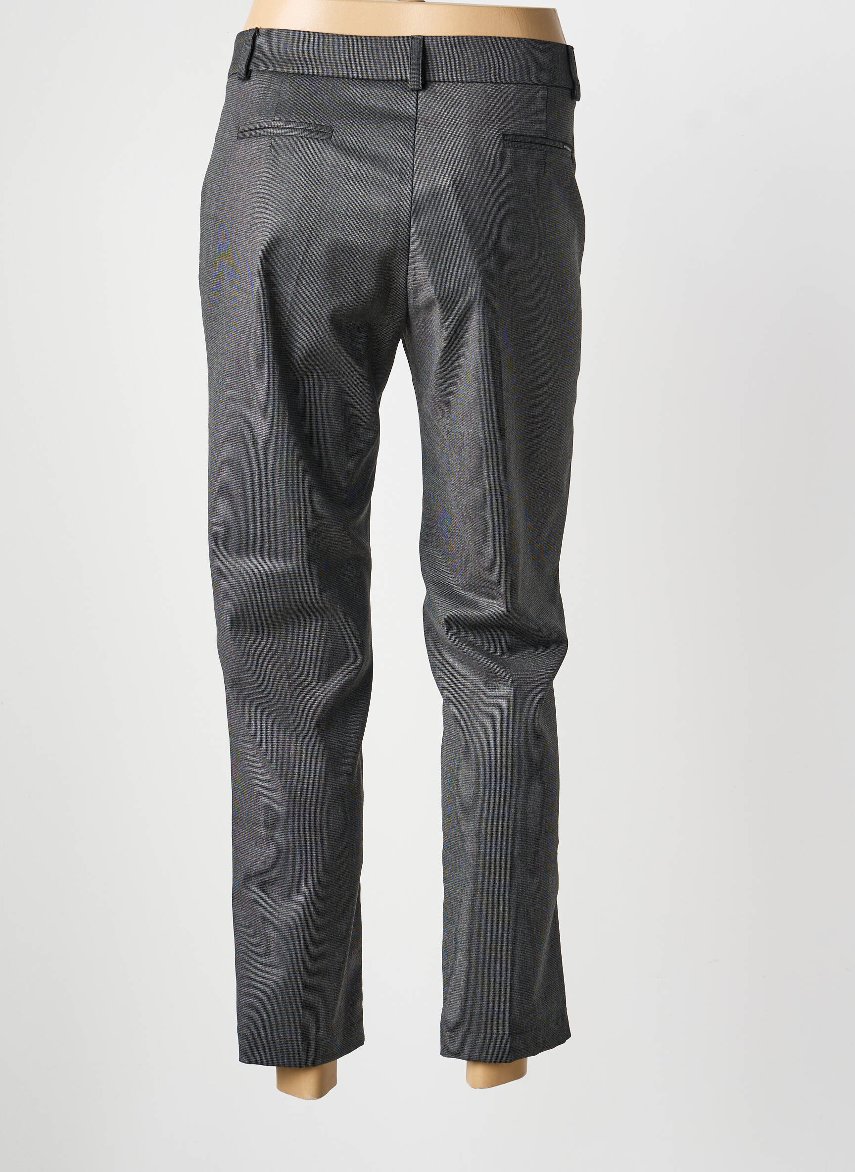 Pantalon 7/8 fermeture zippée sous rabat avec crochet gris LA PETITE FRANCAISE femme
