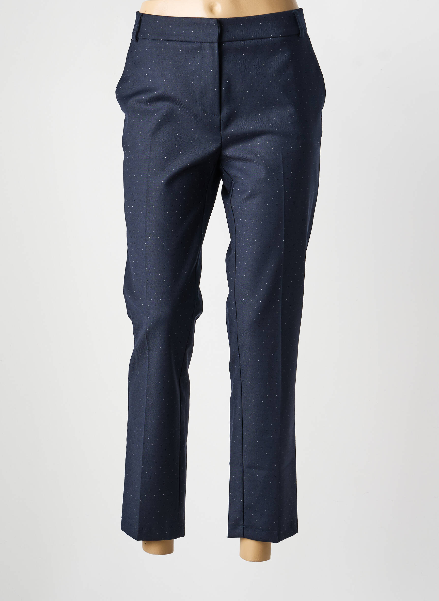 Pantalon 7/8 fermeture zippée sous rabat avec crochet bleu LA PETITE FRANCAISE femme