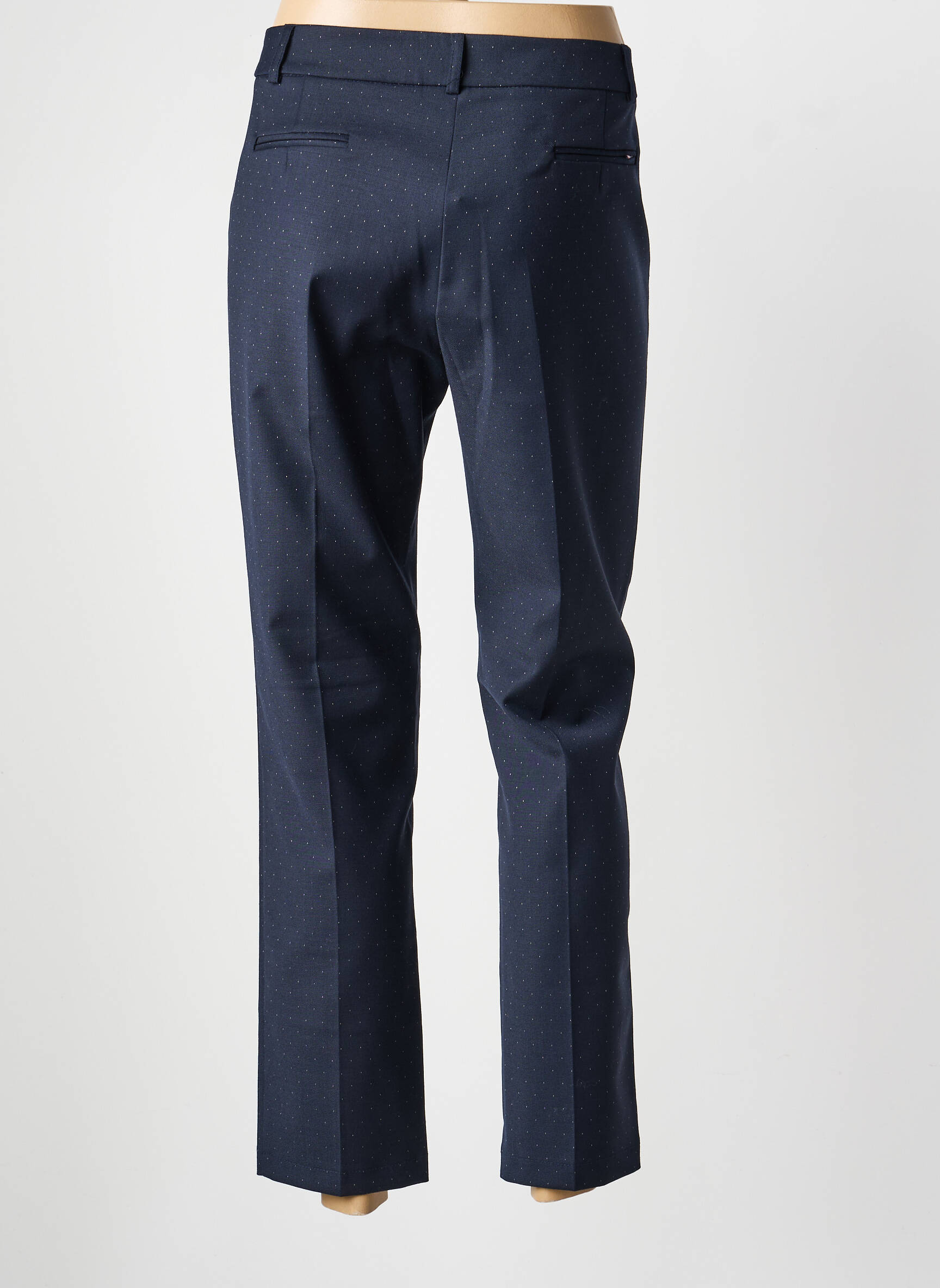Pantalon 7/8 fermeture zippée sous rabat avec crochet bleu LA PETITE FRANCAISE femme