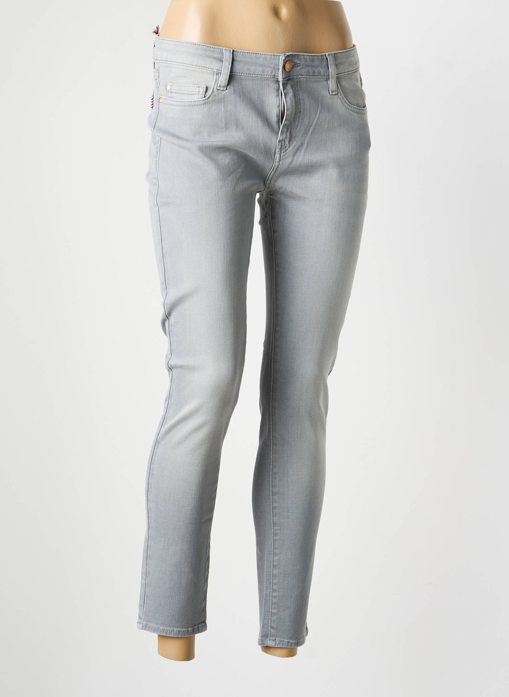 Jeans coupe slim poches gris LA PETITE FRANCAISE femme