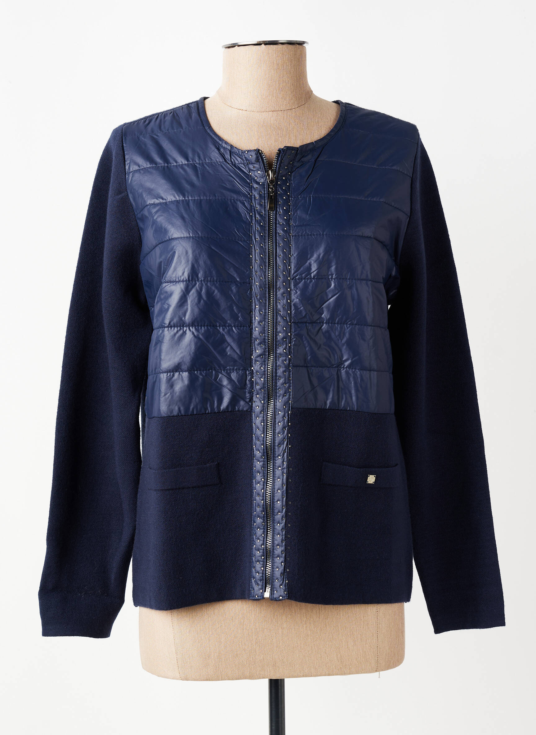 Veste casual col rond bleu LOUBAROK femme