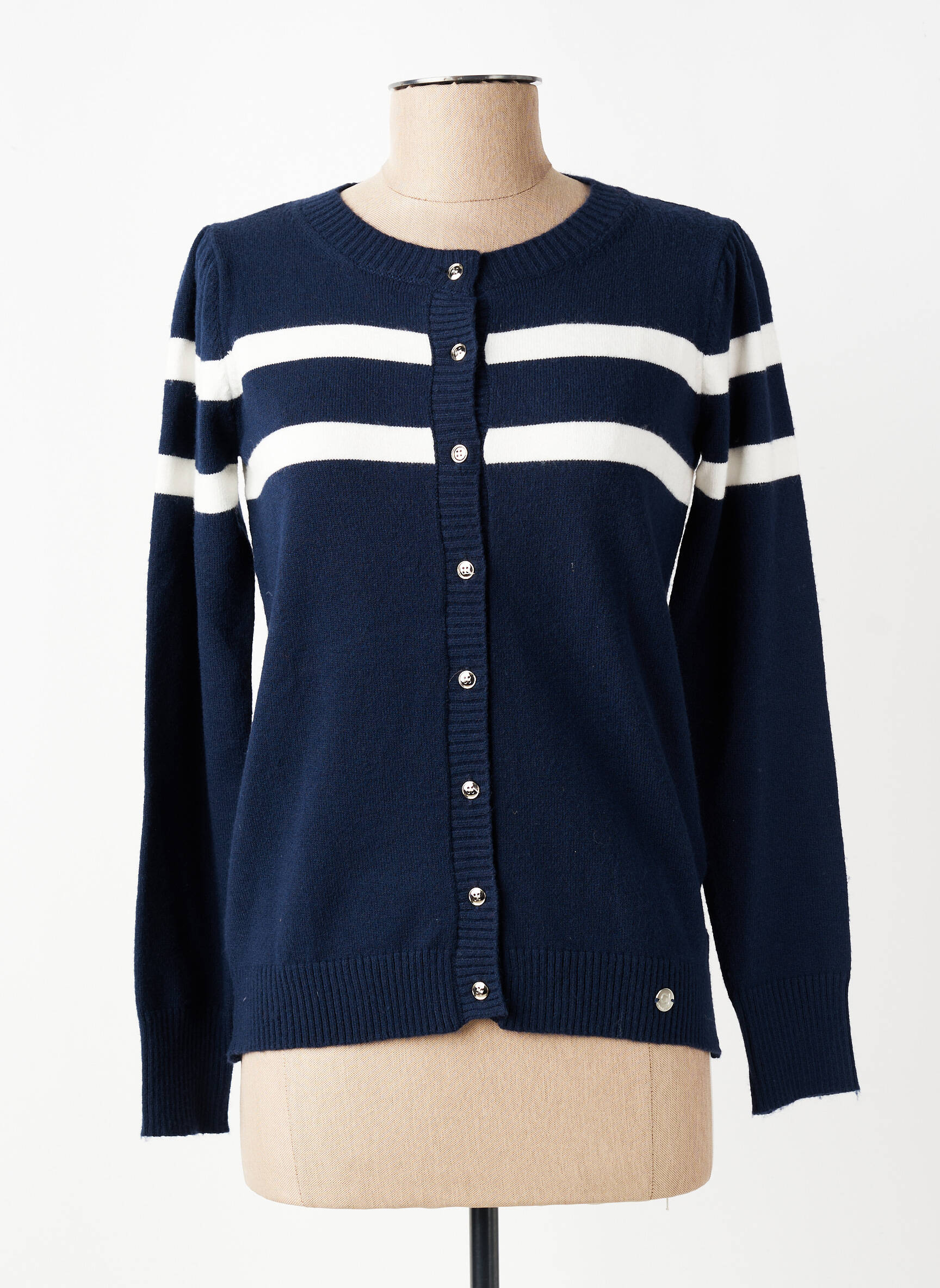 Gilet manches longues col rond bleu GAUDI femme