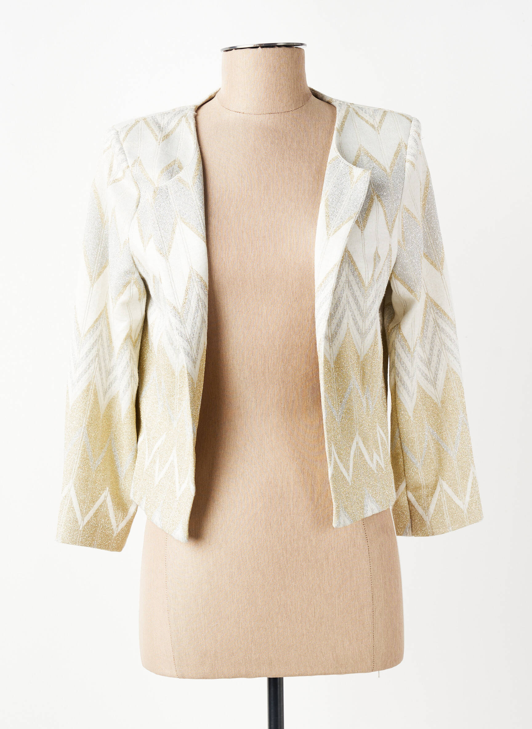 Veste chic col v beige K-DESIGN femme