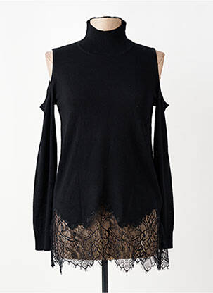 Pull col roulé coupe cintrée manches longues noir GUESS femme
