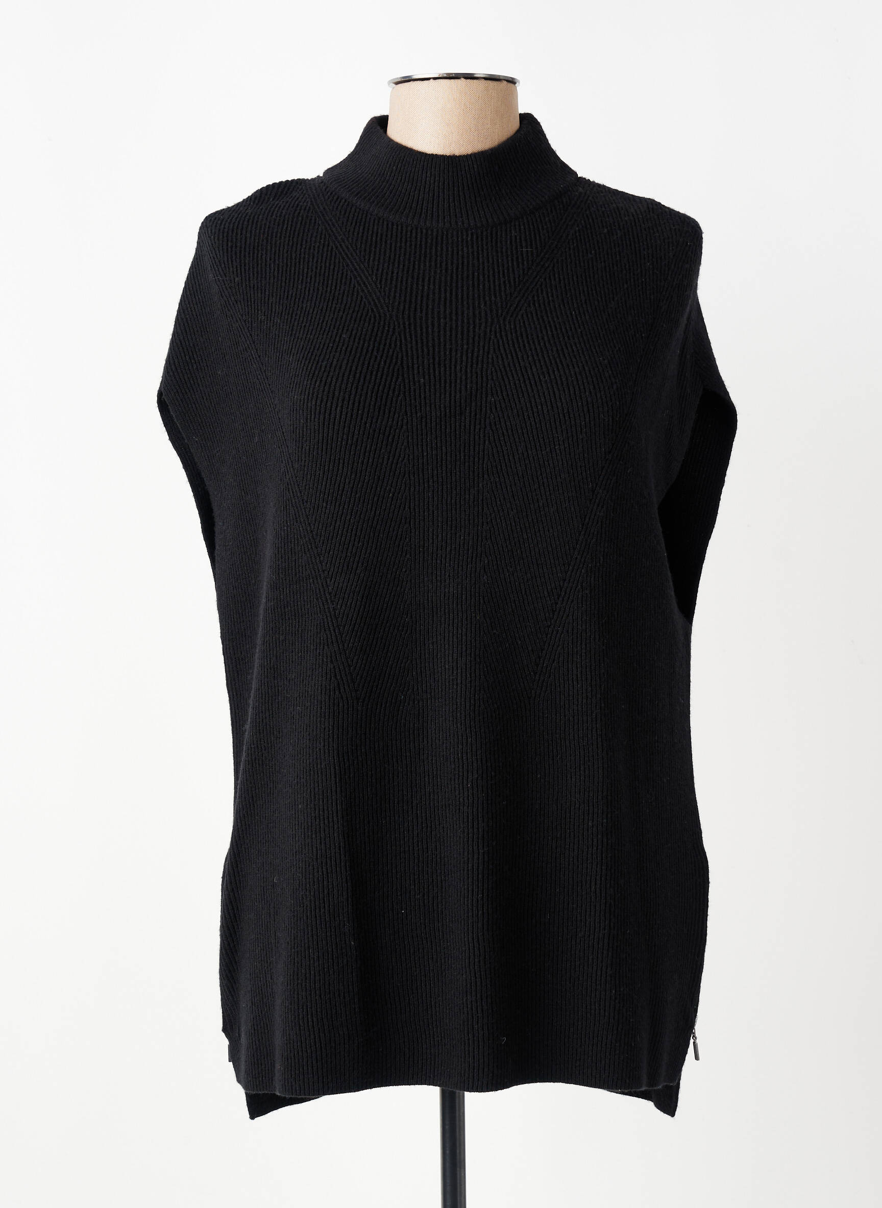 Pull col roulé coupe cintrée sans manche noir GERRY WEBER femme
