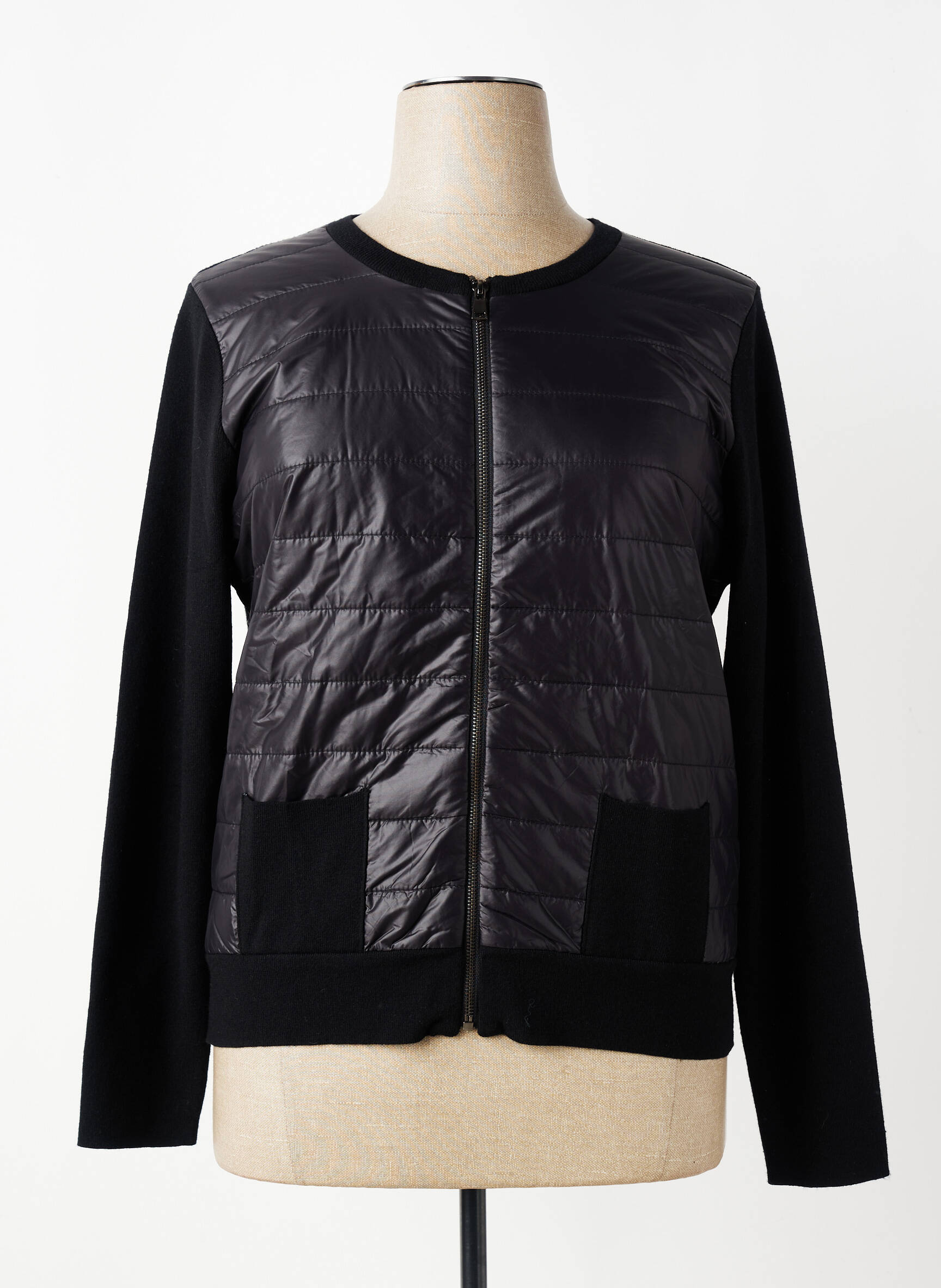 Veste casual col rond noir LOU LOU BY NALO femme