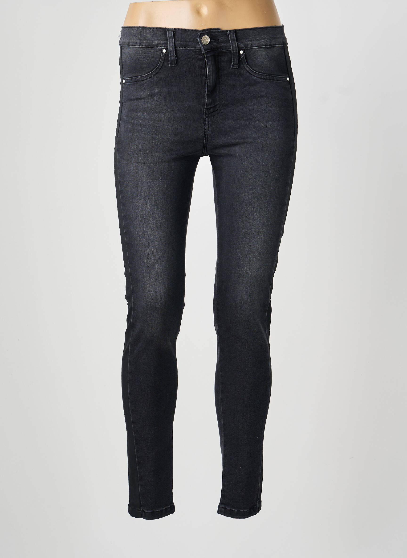 Jeans coupe slim poches gris DESGASTE femme