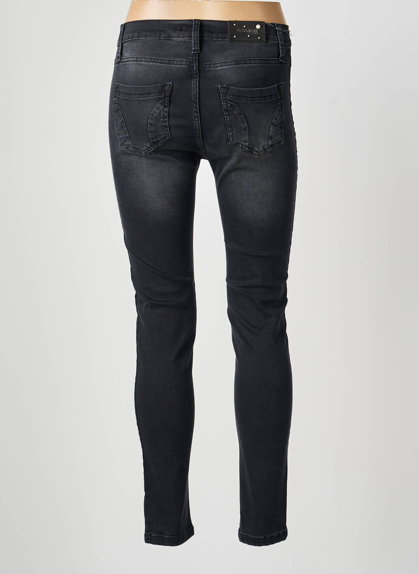 Jeans coupe slim poches gris DESGASTE femme